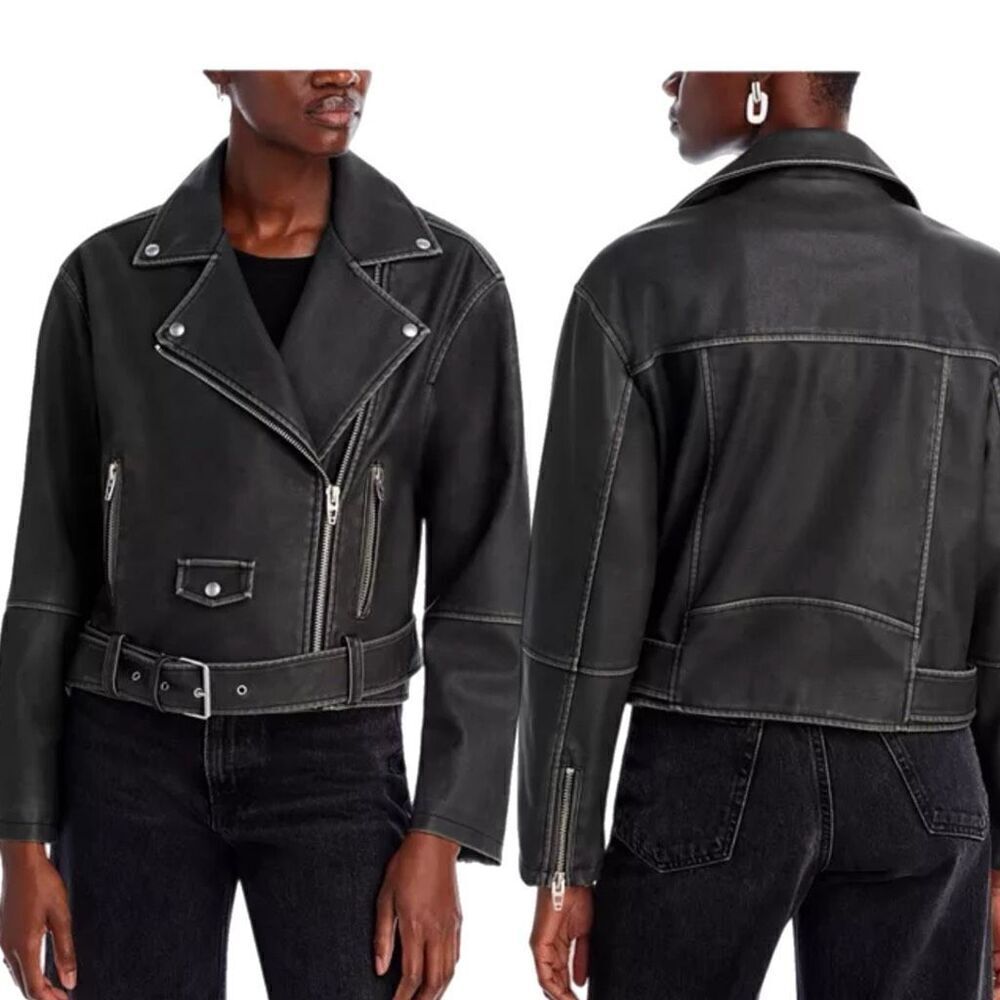 BLANKNYC Faux Leather Belted Moto Jacket